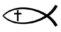 A black and white image of an eye with a cross on it.